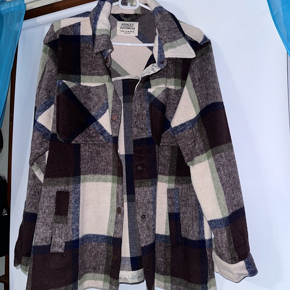Ashley Outerwear Women’s Snap Front Flannel Jacket/Plaid Shirt Medium